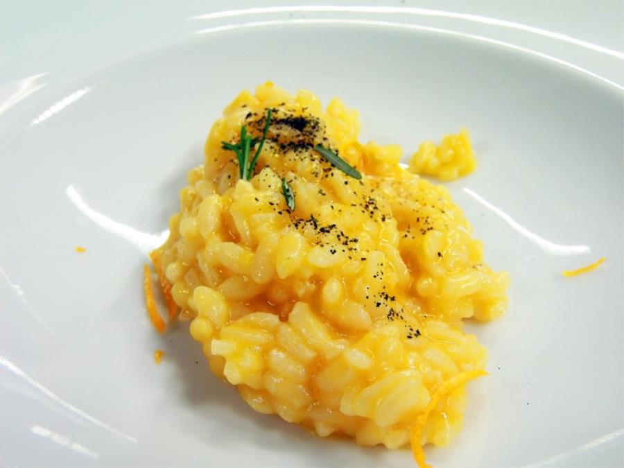 Risotto Con Zucca Gialla Ed Emulsione Di Baccala Saporie